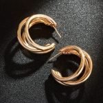 Punk Oval Hoop Earrings Metallic Geometric Ear Buckle Minimalist Style - Image 5