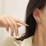 Elegant Zircon Black Bow Tie Earrings (AXJ-112) - Image 3