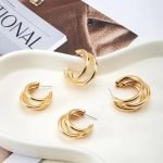 Punk Oval Hoop Earrings Metallic Geometric Ear Buckle Minimalist Style - Image 4