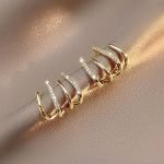 W Shape Zircon Korean Earring Cuff Earrings - Image 2