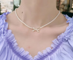 PQT-992 - Bow Shape Pearl Pendant Necklace for Women - Image 2