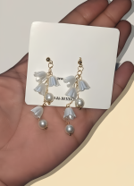 Pearl Korean Flower Earrings for Women - Image 3