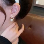 Elegant Golden Cross Pearl Zircon Earings Pearl Stud Earrings - Image 3