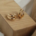 Punk Oval Hoop Earrings Metallic Geometric Ear Buckle Minimalist Style - Image 3