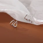 W Shape Zircon Korean Earring Cuff Earrings - Image 4