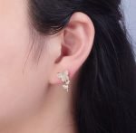 Golden Butterfly Flower Style Zircon Studs for Women Girls - Image 2