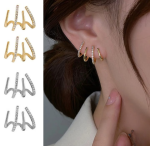 W Shape Zircon Korean Earring Cuff Earrings - Image 3