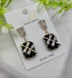Imported Elegant Black Crystal Earrings with Sparkling Rhinestone Accents - Image 2