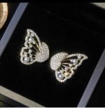 Korean Zircon And Pearl Butterfly front back earrings - Image 3