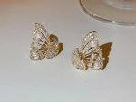 Korean Zircon And Pearl Butterfly front back earrings