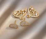 Korean Zircon And Pearl Butterfly front back earrings - Image 4