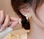 Luxury Niche Elegant Dual Tone Zircon Butterfly Stud Earrings - Image 3