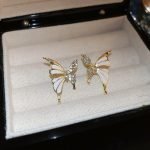 Luxury Niche Elegant Dual Tone Zircon Butterfly Stud Earrings - Image 2