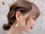 Knot Pearl Earrings Clip On Pearl Earrings Big Silver Grey Earrings - Image 3