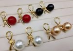 Knot Pearl Earrings Clip On Pearl Earrings Big Silver Grey Earrings - Image 2