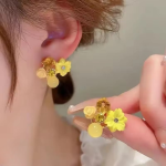 Flower Crystal Korean Earrings - Image 6