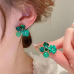 Flower Crystal Korean Earrings - Image 7