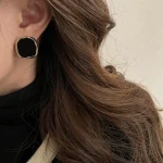 French Square Earrings Elegant Metallic Personalized Irregular Square Earrings - Image 4