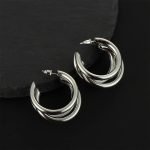 Punk Oval Hoop Earrings Metallic Geometric Ear Buckle Minimalist Style - Image 7