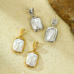 Elegant Korean Gold Foil Earrings with White Stone - Image 3